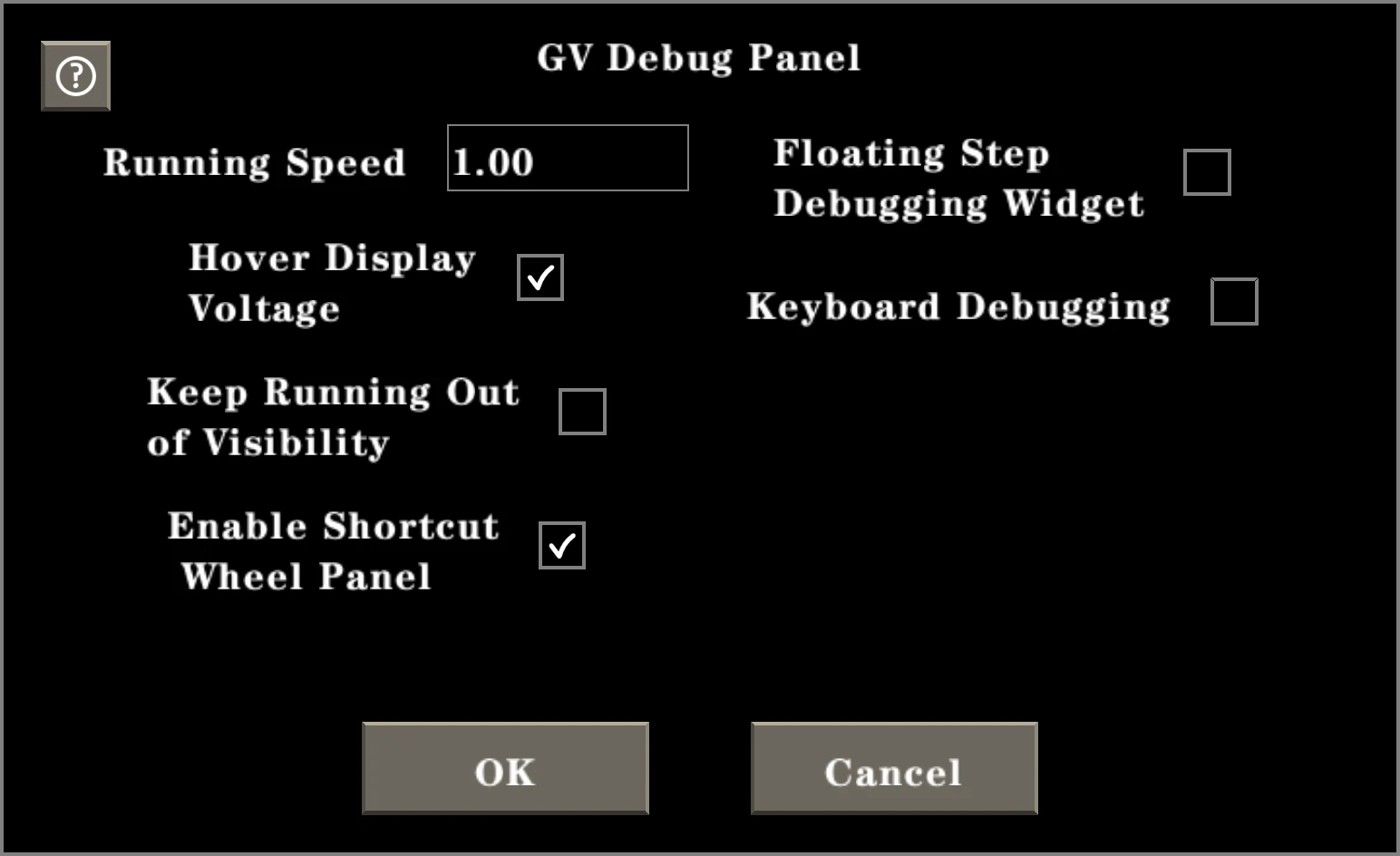 The Image of GV Debug Panel Dialog